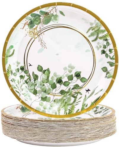 AHPYEUHK 50 PCS Assiette Jetable Anniversaire 17,8cm Assiettes en Carton Papier Party Vaisselle Jetable pour Decoration BBQ Party Fête Mariages Camping