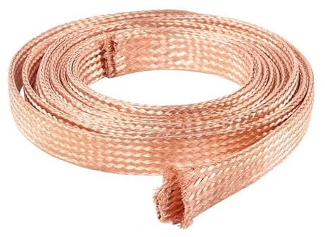 YXYFA 1M verzinnter Kupfergeflechtschlauch, Breite 4 6 8 10 16 18 22 28 mm, zur Abschirmung von Audiomodellen, einziehbarer Metallmantel(Gold,8mm)