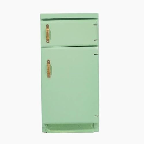 EatingBiting 1:12 scale 1/12 Mint Green mini Furniture minihouse Kitchen white Refrigerator Fridge with 2 Doors Furniture Accessories Wooden Refrigerator Fridge Freezer