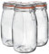 Neo Pack of 3 Canisters Tableware Scandi Glass Storage Jars with Airtight Silicone Seal Metal Clip Top Lids Modern Kitchen Pantry Food (1.5L)