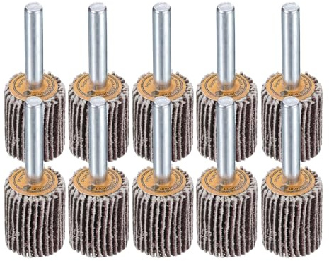 QUARKZMAN 10x Fächerschleifer - Aluminiumoxid Ø20x25mm, Korn 80, Sch.-Ø6 mm | Schleifaufsatz für Akkuschrauber, Geradschleifer, Bohrmaschine, Standbohrmaschine, Druckluft-Schleifer