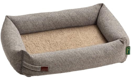 HUNTER Orthopädisches/Ergonomisches Hundesofa TROSA, orthopädisch mit Memoryschaum, recycelte Materialien, Strukturstoff & Teddyplüsch, Bezug abnehmbar, Farbe: beige, Größe: M