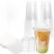 Zykphao Lot de 50 gobelets transparents réutilisables de 414 ml avec couvercles, papier anti-fuite, parfaits pour les boissons froides, smoothies, boissons au café, fêtes, camping, pique-niques