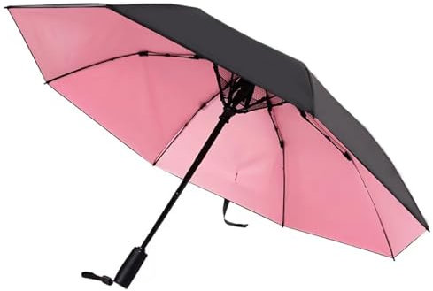Jiqoe Wiederaufladbarer Sonnenschirm mit integriertem Ventilator und zwei Funktionen für Regen oder Sonnenschein, a