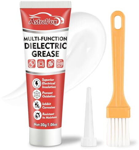 AstraVox Graisse Diélectrique, Avec Pinceau, Graisse Silicone Pour Connecteurs Électriques, Bougies d'Allumage, Joints Toriques, Joint Robinet, Filtre à Eau, Protection d'Isolation, Étanche (1.06oz)
