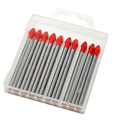 YIXINHE10 Pieces 6mm Glass and Tile Drill Bits - Tungsten Carbide Drilling Tool for Masonry,Ceramic,Marble,and Mirrors