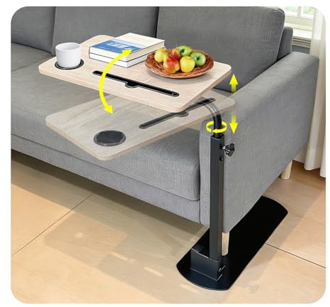 NEPPT Adjustable Swivel Tray Table - Multifunctional Couch Desk for Laptop, Gaming, and Eating, Sturdy Design Compatible with Sofa, Chair, and Recliner