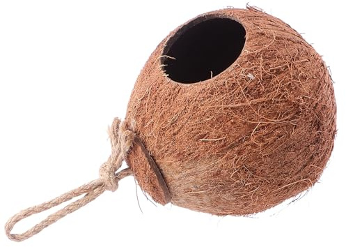 ABOOFAN Hängender Vogelfutterspender aus Kokosnuss Natürliches Vogelnest mit Hohlem Design Geeignet für Finken und Kleine Haustiere als Gartendekoration