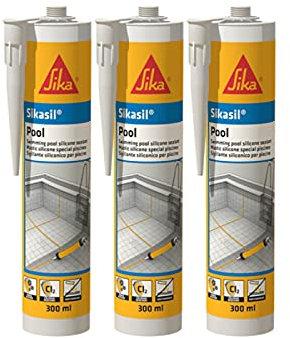 SIKA Lot de 3 Mastic Silicone Sikasil Pool - Joint pour Piscine Gris - 300ml