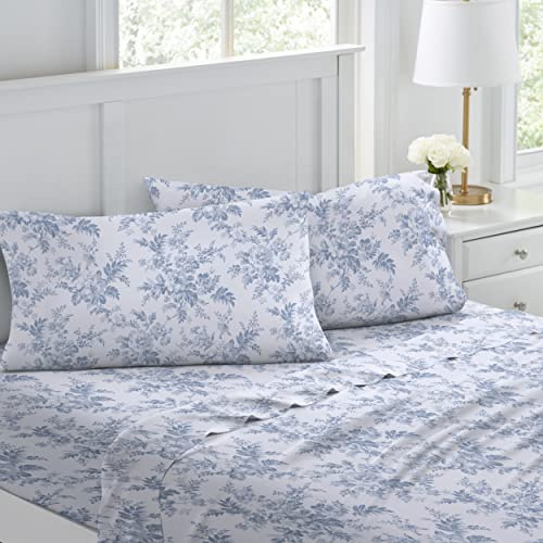 Laura Ashley Home – Bettlaken, Baumwoll-Flanell-Bettwäsche-Set, gebürstet für zusätzliche Weichheit und Komfort (Vanessa, Full)