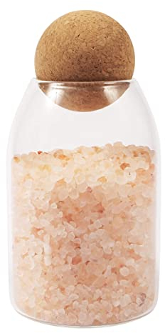 ORNAMI Clear Glass Kitchen Storage Jar with Cork Ball | Mason Food Canister Jar with Spherical Cork Lid | BPA-Free Pantry Organiser (0.8L)