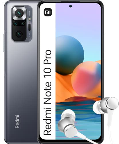 Xiaomi Redmi Note 10 Pro Smartphone Schermo da 6,67 120Hz AMOLED, Snapdragon 732G, Quadrupla Fotocamera da 108 MP, 5020 mAh + Mi In Ear Silver, Colore Onyx Gray, 8 + 128 GB