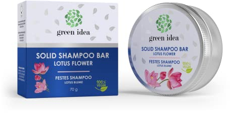 Green idea - Festes Shampoo Haarseife - sensitiv Haarpflege - 100% VEGAN - Shampoo ohne Silikone - Naturkosmetik - Kopfhautpflege mit natürlichen Ölen - mit Box - Plastikfrei 70 g