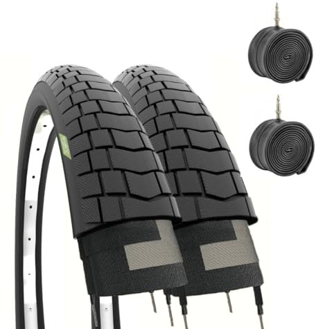 ECOVELO Unisex – Erwachsene 2 Copertoni 20 X 1.95 (50-406) + Camere 2 Reifen 20x1.95 Kammern, Schwarz, 20