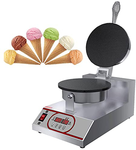 Wnicek 1200W Commercial Waffle Cone Maker Nonstick Electric Ice Cream Cone Machine 220V Egg Roll Maker 0°C-300°C Adjustable Temperature for Cafés Restaurants