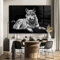 MuchoWow Glasbild Glasfoto Wandbild Bilder Deko 150x100 cm Wildlife - Wolf - Schwarz - Weiß