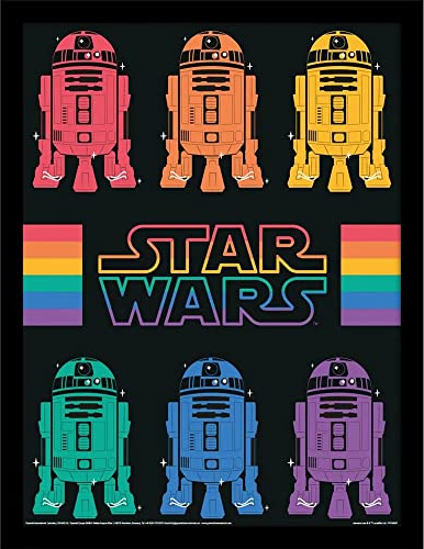 Star Wars Pride Rainbow R2-D2 Poster, 40 x 30 cm, Schwarz