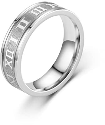 YAHOYA 316L Edelstahl Hochzeit 6mm Römische Zahlen Ring Gold Schwarz Cool Punk Ringe für Männer Frauen Mode Schmuck