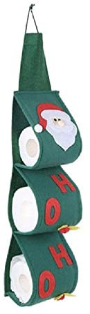 seluluory Christmas Toilet Paper Roll Storage Bag Santa Towel Holder 3 Layer Felt Home Bedroom Bathroom Napkin Holders Paper Roll Bags