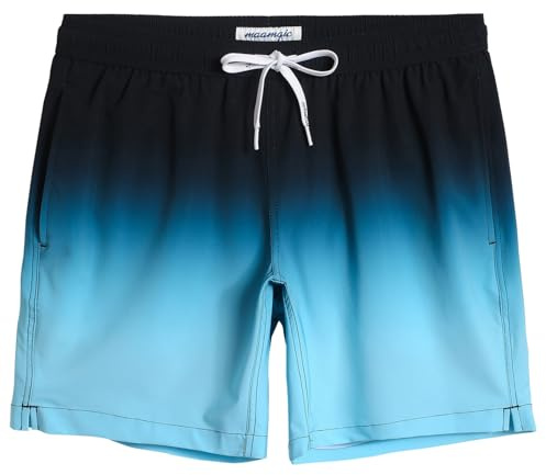 maamgic Mens Swimming Shorts Quick Dry 4 Way Stretch Swim Trunks Mesh Lining Swimwear Bathing Suits,Lake Blue Gradient,L