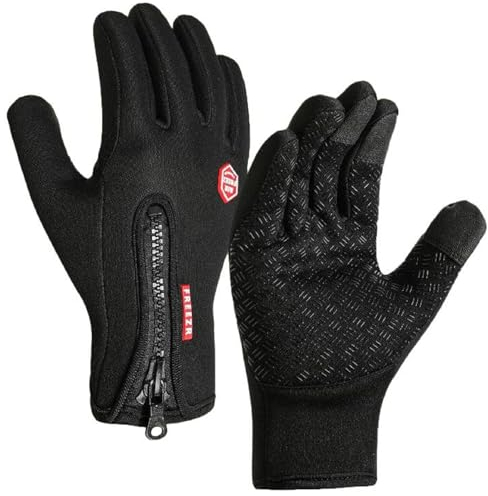YCYATS Freezer Thermo Handschuhe, Warme Winterhandschuhe mit wasserabweisender Beschichtung und Touchscreen-Funktion, ideal für Outdoor-Arbeiten, Laufen und Radfahren (Schwarz, L)