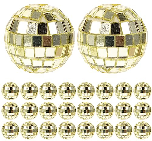 PRETYZOOM Stück Weihnachts-Disco-Kugel-Ornamente Goldene Mini-Disco-Kugel Kuchendekoration Reflektierende Spiegelkugeln Weihnachts-Hängeanhänger für 70Er-Jahre-Disco-Party