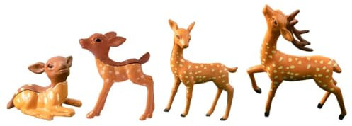 VANZACK 12-teilige Hirschfiguren, Weihnachtshirschfigur zum Basteln, Hirsch-Kuchenaufsätze, Miniatur-Waldtierfiguren für Geburtstagsparty- und Partydekorationen
