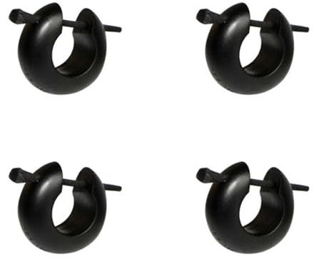 4 schwarze Holzohrringe, Durchmesser 15 mm, Breite 6 mm, handgefertigt, der Teil des Ohrläppchens beträgt 6,5 mm, Diametro exterior 15mm, Holz, Kein Edelstein