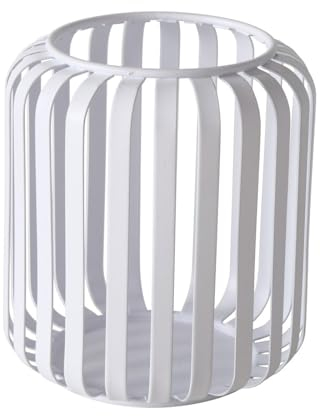 Windlicht Viki Weiß Metall Teelichthalter Kerzenhalter Windlichthalter Kerzen Modern Rund Tischdekoration Wohndekoration Dekoration Kerzenständer 10 x 12 cm