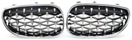XYghzh Nieren Schwarz Kühlergrill Streifen Kühlergrill für BMW 5 Series E60 E61 2004-2010,Grill Glanz Schwarz Doppelsteg Sport Kühlergrill,G