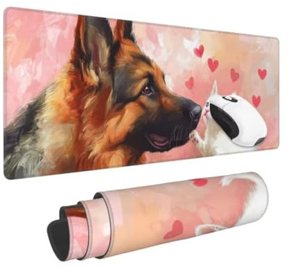 Mouse Mat Couple XXL Gaming Mouse Pad Dog (600*300*3 MM) Extended Large Mouse Mat Desk Pad, Stitched Edges Mousepad Desk Mat, Non Slip Rubber Base Desk Accessories, for Gaming Office Accessories