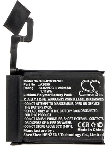 290mAh 1.11Wh Battery Replacement for Apple A1976, Watch Series 4 44mm Smartwatch fit Part No. A2059