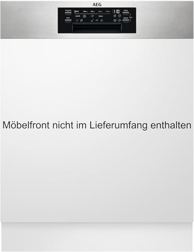 AEG Teilintegrierter Geschirrspüler 60 cm, Spülmaschine Serie 5000: AirDry Kein Nachtrocknen, Energieklasse B, Besteckschublade, 44 dB, Wasserstopp, 14 MG, FES7572APM