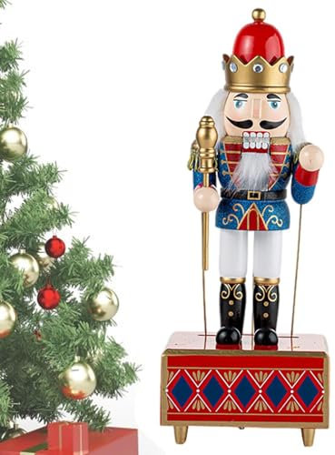 Generic Boîte À Musique Casse-Noisette King Soldier - Casse-Noisette Soldier, Boîte À Musique Décorative Pour Objets De Collection De Noël Et Cadeaux D'anniversaire, Bleu Scepter