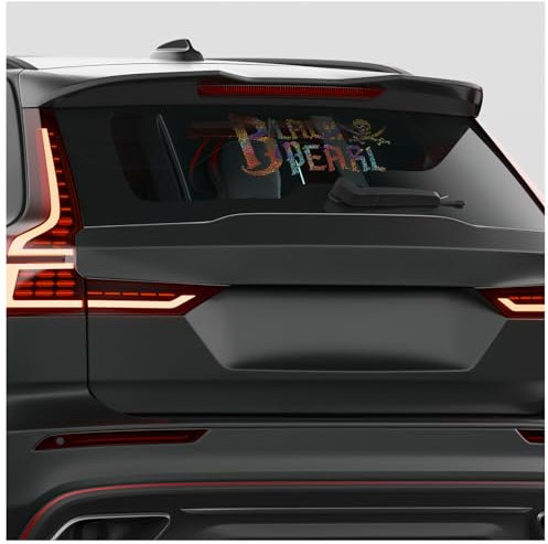 Finest Folia Frontscheibenaufkleber Black Pearl Schriftzug Aufkleber für Windschutzscheibe Heckscheibe Frontscheibe Auto Fahrzeug Dekor Sticker FS142 (Flakes Schwarz, Außenklebend)