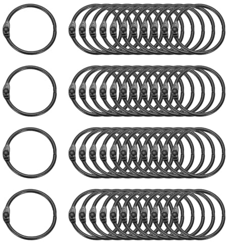 PATIKIL 48 Stück Loose Leaf Binder Ringe, 30mm Metall Offene Kartenringe Heavy Duty Buch Ringe für Schlüssel Index Karten Papier Ringe Büro, Schwarz
