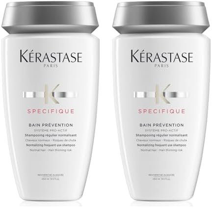 KERASTASE Spécifique - Bain Prévention - Shampoing régulier normalisant - Prévient la chute de cheveux et stimule la fibre capillaire - Cheveux normaux - Sans sulfate (Lot de 2)