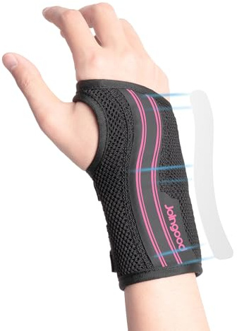 joingood Karpaltunnel-Handgelenkstütze mit Verstellbarer Schiene für Tag und Nacht, Schmerzlinderung bei Verstauchungen, Arthritis, Tendonitis für Frauen, Rosenrot, Rechts, L