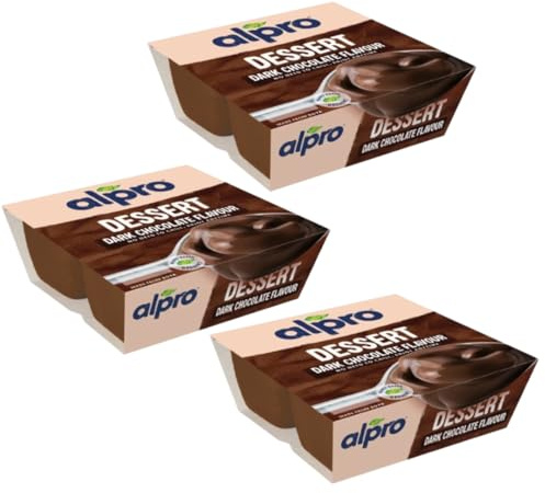 Dairy Free Plant Based Vegan Alpros Dessert 3 Packs of 4x125g (Dark Chocolate 12x125g)