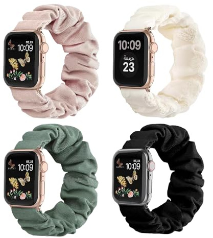 Lot de 2 bracelets de montre en tissu élastique, chouchou de remplacement, compatibles avec les bracelets de montre de 38/40/41mm