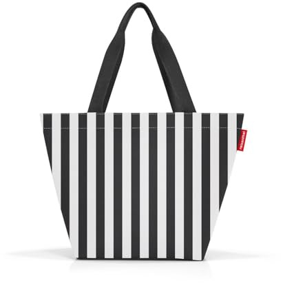 reisenthel shopper summerstripes black – Geräumige Shopping Bag und edle Handtasche in einem – Aus wasserabweisendem Material