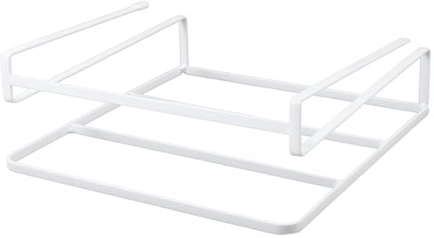 Lurrose Desk Hanging Storage Shelf White 1-tier Wire Dormitory Laptop Rack Notebook Holder Desktop Organizer for Home Office