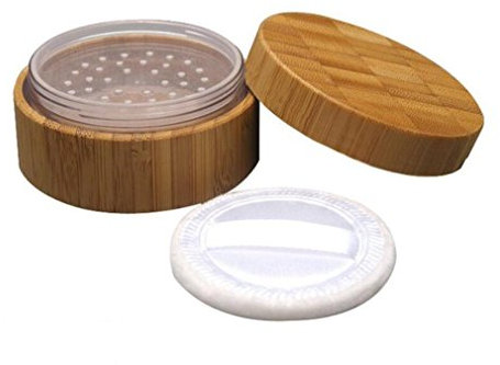 1Pcs 30ml 1oz Empty Refillable Portable Bamboo DIY Make Up Loose Powder Puff Bottle Jar Container Case With Puff Sifter Foundation Cosmetic Box Baby Kit Case
