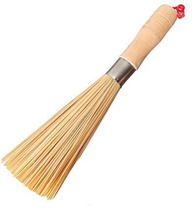 1 x Bambus-Wok-Reinigungsbesen für Küche, Kochladen, Wok, Pfanne, Topf, Reinigungsbesen mit komfortablem Griff.