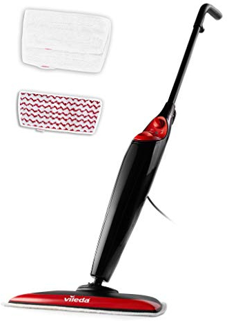 Vileda Steam XXL Scopa a Vapore, con Testa Snodabile, 1 Panno Power, 2 Panni in Microfibra, 1550 W, 0.4 Litri, Plastica, Rosso/Nero