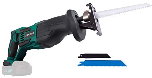 VONROC Säbelsäge Universalsäge Akku 20V - Elektro Fuchschwanz für Metall und Holz - Hublänge 22mm, ohne Akku und Ladegerät - inkl. 2 Sägeblätter