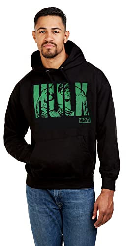 Marvel Herren Hulk Text Hoodie, Schwarz (Schwarz Schwarz), L