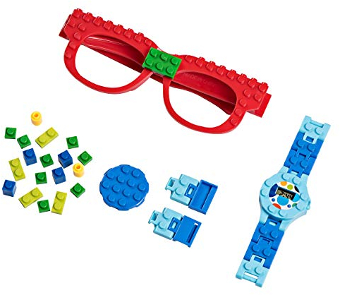 PlayBuild Building Bricks Digitaluhr- und Brillen-Set, Cooles Spielzeug für Jungen und Mädchen, Klassische Blockarmbanduhr und Brillen für Kinder jeden Alters.