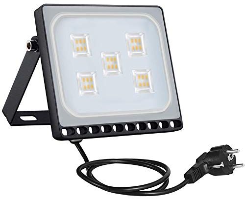 Bellanny LED Strahler 30W, LED Strahler Außen, Superhell 2400LM LED Scheiwerfer, IP65 Wasserfest Fluter mit stecker, 3000K Warmweiß Außenstrahler für Hinterhof, Auffahrt, Türen, Garage, Flur, Garten
