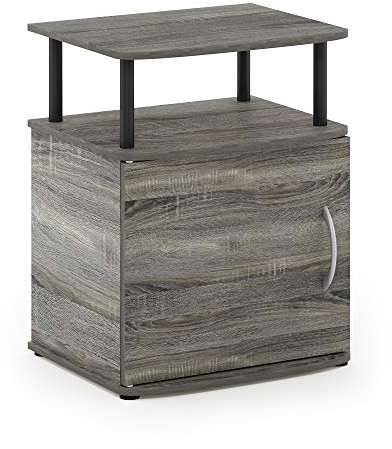 Furinno JAYA Utility Design Beistelltisch, Nachttisch, französische Eiche/Schwarz, 48 (B) x 61.2 (H) x 39.4 (T) cm